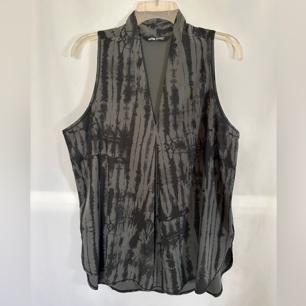 The North Face Wander Slitback Tank Tie Dye Black Grey Split Back Size Large